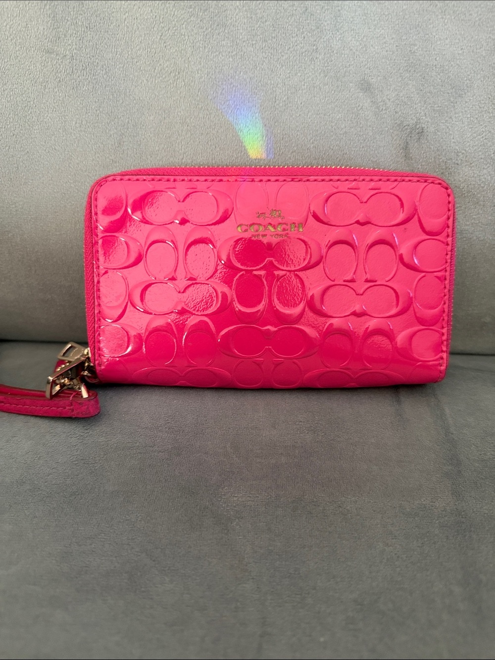 Coach Hot Pink Patent Leather Wristlet